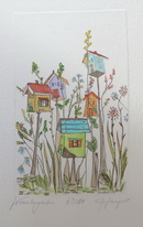 Kraeutergarten 237 / Monika Hempel/Originalradierung handcoloriert signiert