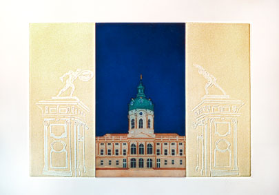 Schloss Charlottenburg  / Joseph Robers/Farbradierung
