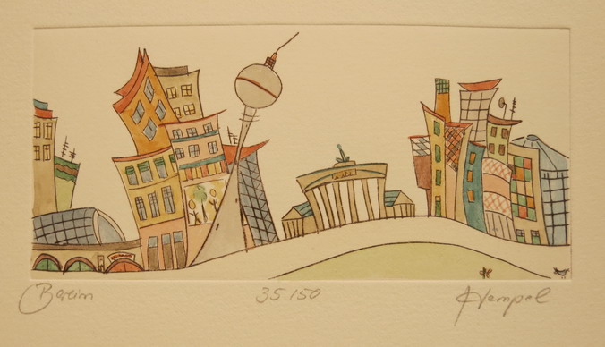Berlin 193 / Monika Hempel / Radierung handcoloriert